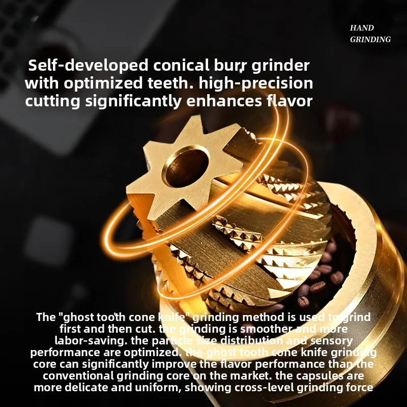 GC40 Ghost Tooth Cone Knife Hand Grinder Coffee Beans Manual Grinding Portable Stainless Steel Hand Grinding Coffee Machine