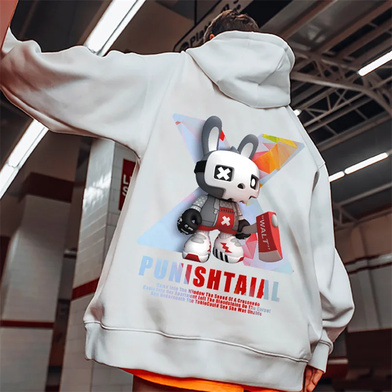 PUNISHTAIAL Letter Print Street Clothes Mens Y2K Hoodies Oversized Sweatshirts Hip Hop Casual Pullover Hoody Autumn Tracksuit