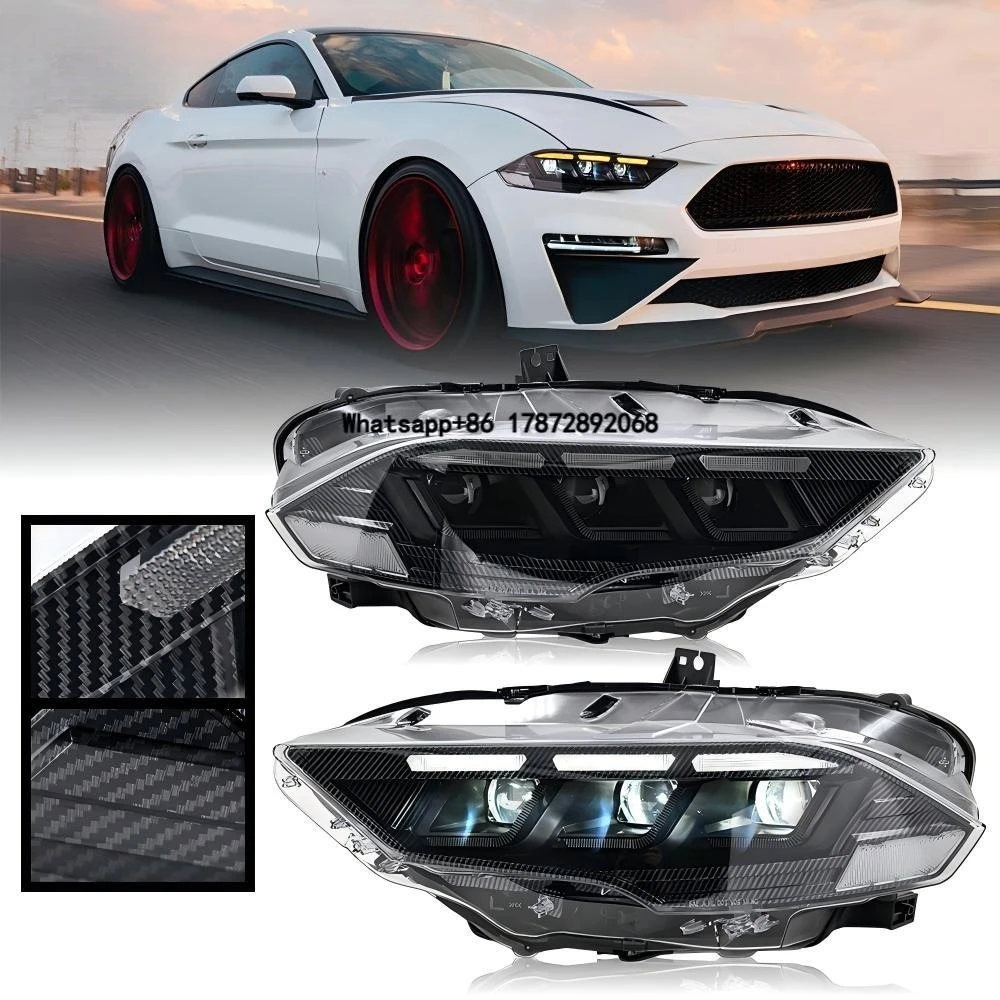 for  Mustang 2018-2023 LED Headlights 9007 Bulb Shape 12V Super Bright 8000 Lumens Universal Fitment