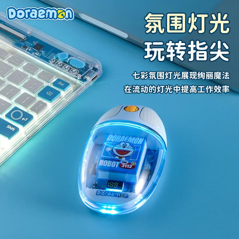 Doraemon Transparent Wireless Bluetooth Mouse Anime Characters Ultra Thin Silent Gaming Mouse Cute USB 2.4G Mouse IPad Laptop