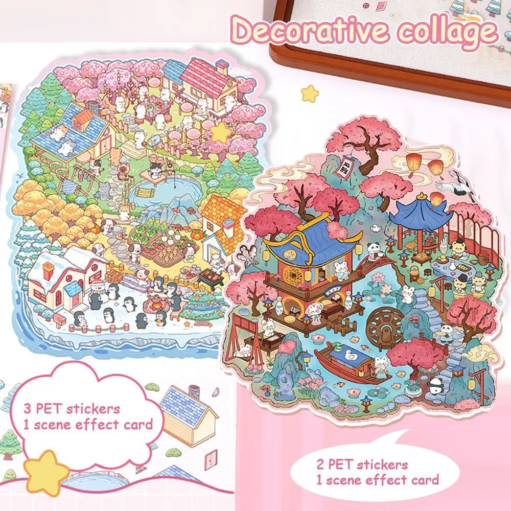 Gifts 3D Miniature Scene 3D Stickers DIY Decorative Landscape Stickers Three-dimensional Capybara Landscape Notebook Sticker