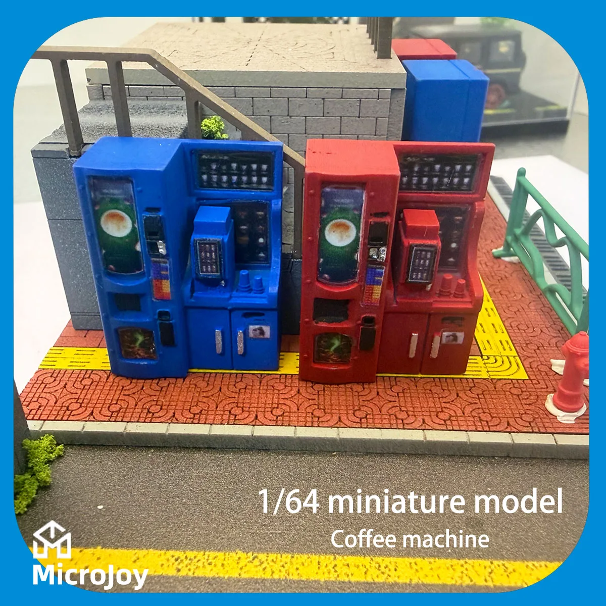 Detailed Scene: 1:64 Scale Miniature Model Mini Coffee Machine Ornament, Car Model Scene, Vintage Vending Machine, Street Placement