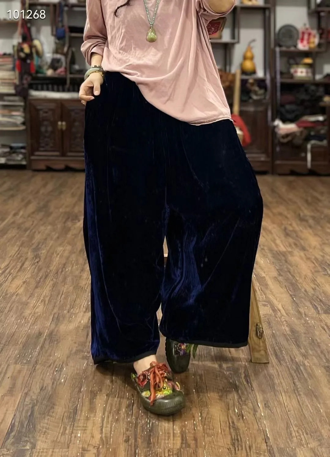 

High Waist Velvet Wide Leg Pants Loose Casual Straight Cut Vintage Sle ket Detail Ladies Faion Spring Collection