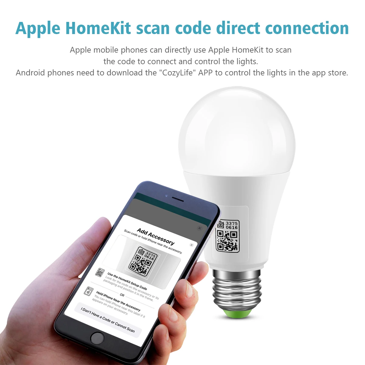 MFI ze skanowaniem homkit QR Connect WiFi inteligentna żarówka LED E27 RGB z możliwością przyciemniania 9W lampka Apple Siri Alexa Google