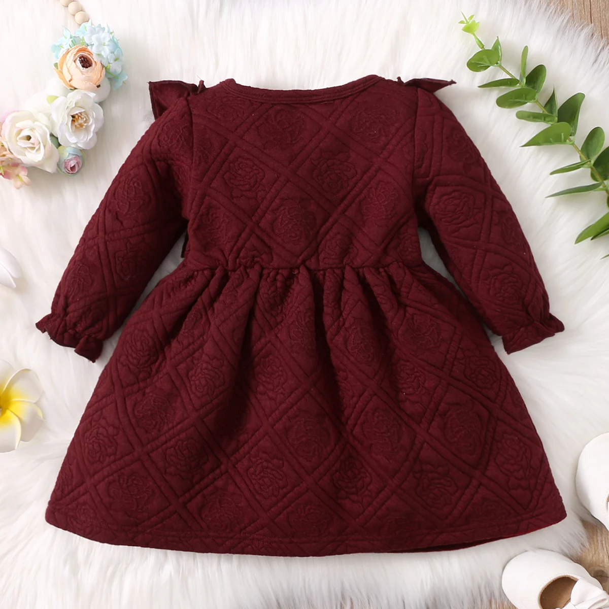 NEW Solid Color Baby Dress Girl for New Born 3 to 12 months Long Sleeve Baby Girl Clothes Bow Tie Dresses Toddler Girl Clothes