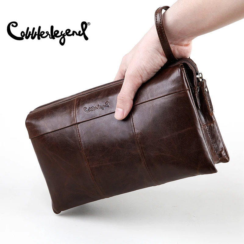 Business Clutch bag Multifunction Men Wallet Genuine Leather Long Wallets Purse Large Capacity Cell Phone Pocket