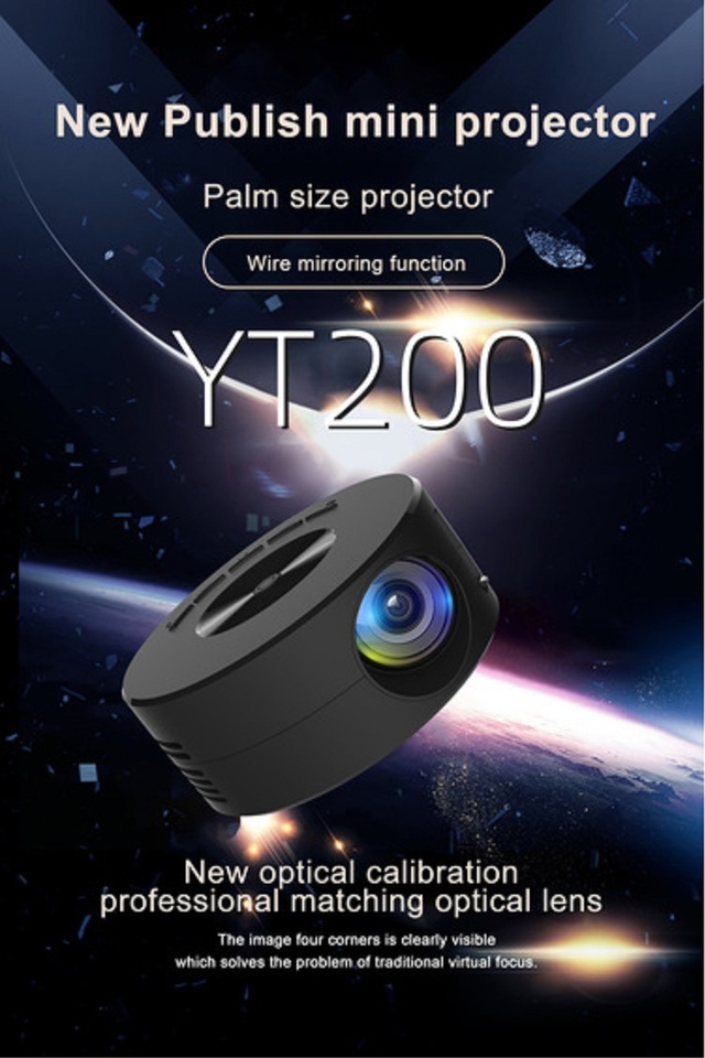  Hot selling high-definition projector YT200, mobile cinema, home projector, outdoor projector, convenient to carry 