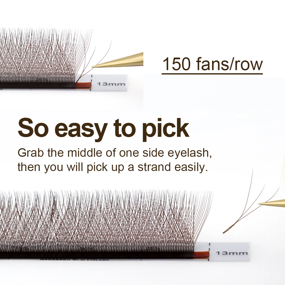 NAGARAKU Brown 5D/4D/3D W رموش على شكل مراوح مسبقة الصنع ملحقات رموش 12 خط/صينية رموش فردية خفيفة طبيعية ناعمة