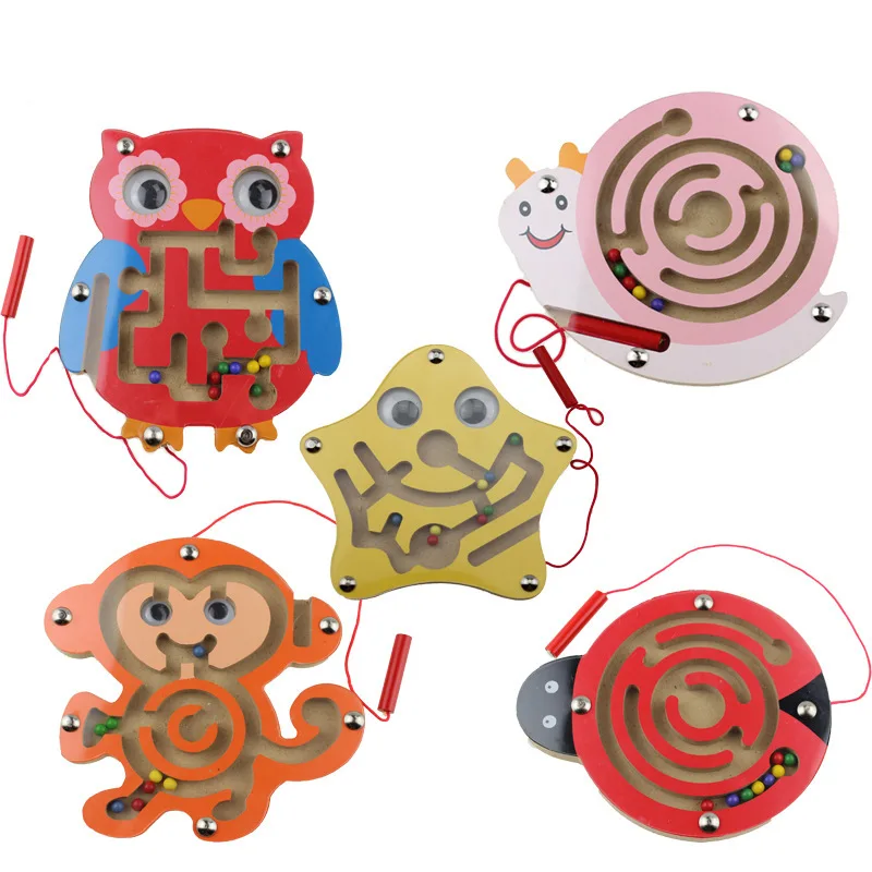 Baby Montessori Educational Toys Children Magnetic Track Maze Balance Board Wooden Puzzle Game Labyrinth Baby Toys 0-12 Months