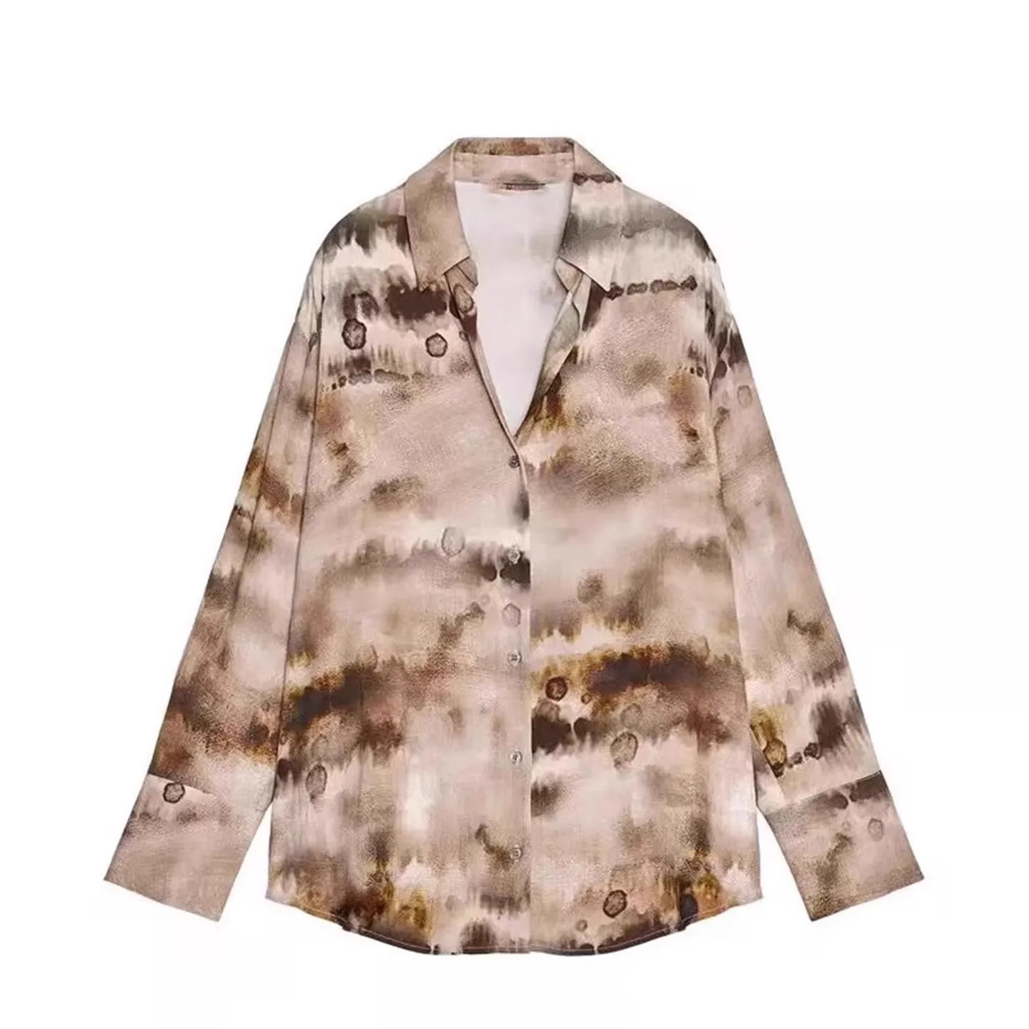 패셔너블 타이다이 롱 슬리브 턴다운 칼라 여성용 여름 신상 클린핏 슬리 폴리에스터 섬유 100%