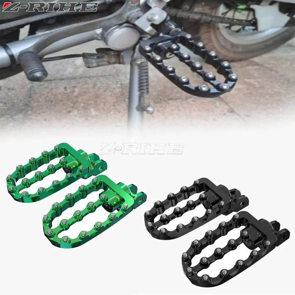 CNC Aluminum Motorcycle FootPegs Foot Pedals Rests Footrest For KAWASAKI KLR650 KLR Klr 650 1987-2018 2017 2016 2015 2014 2013