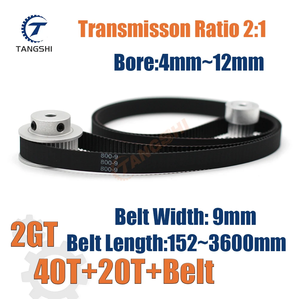 9mm Width 2 Reduction Ratio Synchronous Tensioning Wheel for 3D Printer 2GT 40T 20T - Precision Manufacturing