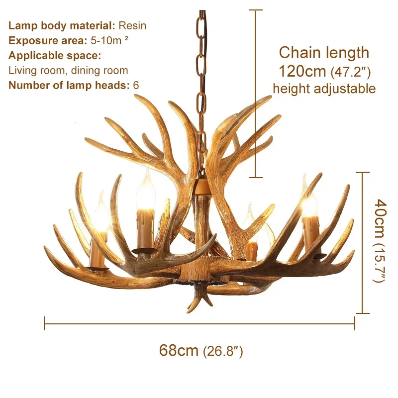 SOURA Nordic Antler Pendent Lamp American Retro Living Room Dining Room Villa  Coffee Shop Clothing Store Decoration Chandelier