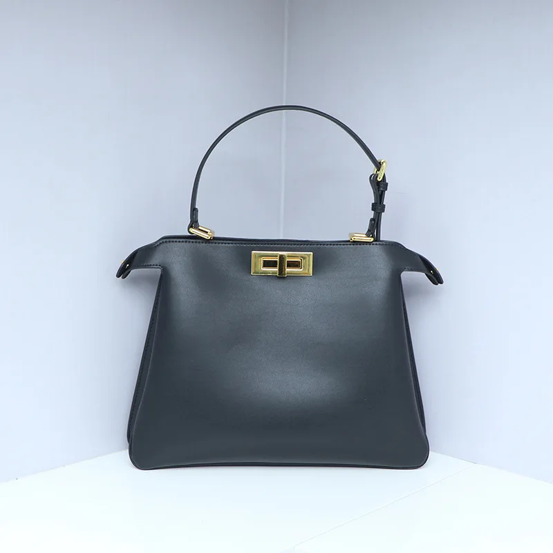 

2025 New Medium Ladies Handbag Luxury Feel Metal Lo Bule Small Bag Genuine Leather Single oulder Handbag