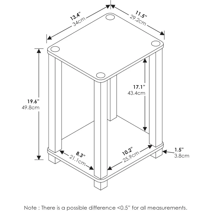 Schlichter Beistelltisch, klein, 2er-Set, Weiß/Weiß