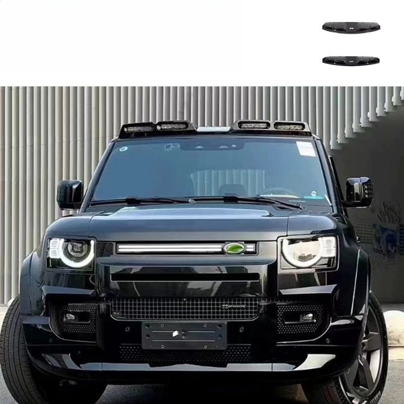 

Defender 110/90/130 4 Leds Roof Spoiler Dry Carbon Fiber ABS Material Front Roof Wing With LED Front Bumper Lips Car Accessories