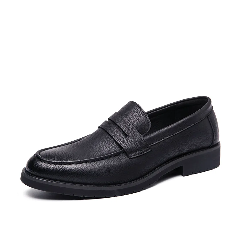 

New soft leather breathable Dressing shoes men Europe station casual British style youth loafers with business bean shoes