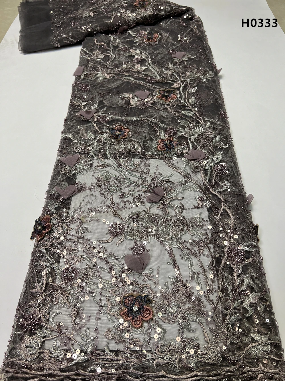 

2025 Высокое качество африканский нигерийский тюль кружевная ткань с блестками вышивка французский гипюр свадебное платье с бисером 5 ярдов H0333