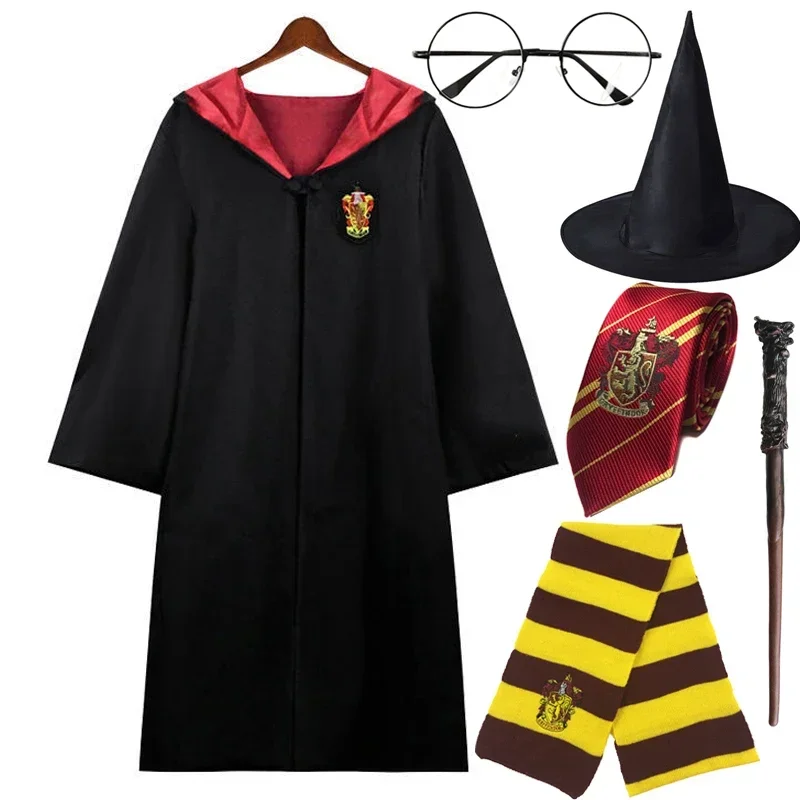 Harriese Magician Boy Adult Children Performance Clothing Long Robe and Cloak Halloween Accessories School Girl Cosplay Potter