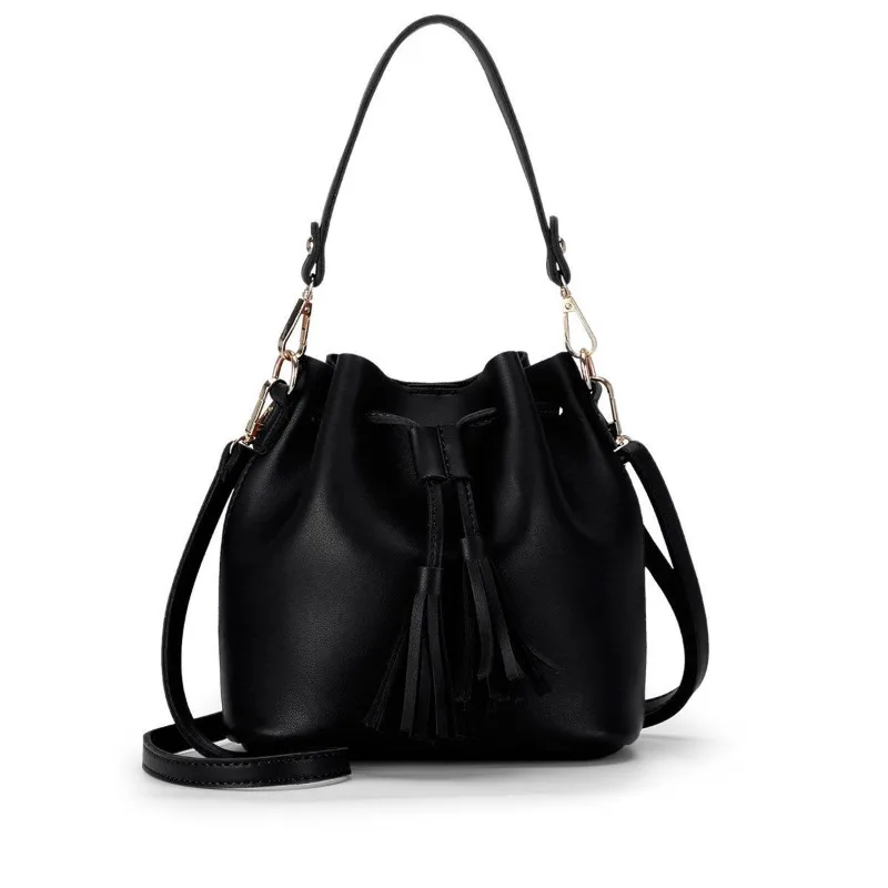 Women Shoulder Bag New Fashion Versatile Korean Version Solid Color PU Bucket Simple Shoulder Bag Women Bag Small Bag