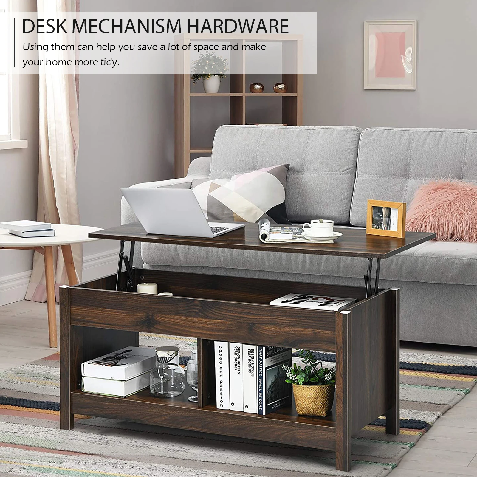 

1 Pair Adjustable Lift Tea Table Stand Hydraulic Buffer Foldable Coffee Table Support 26Kg Heavy Duty Iron Bracket Space-Saving
