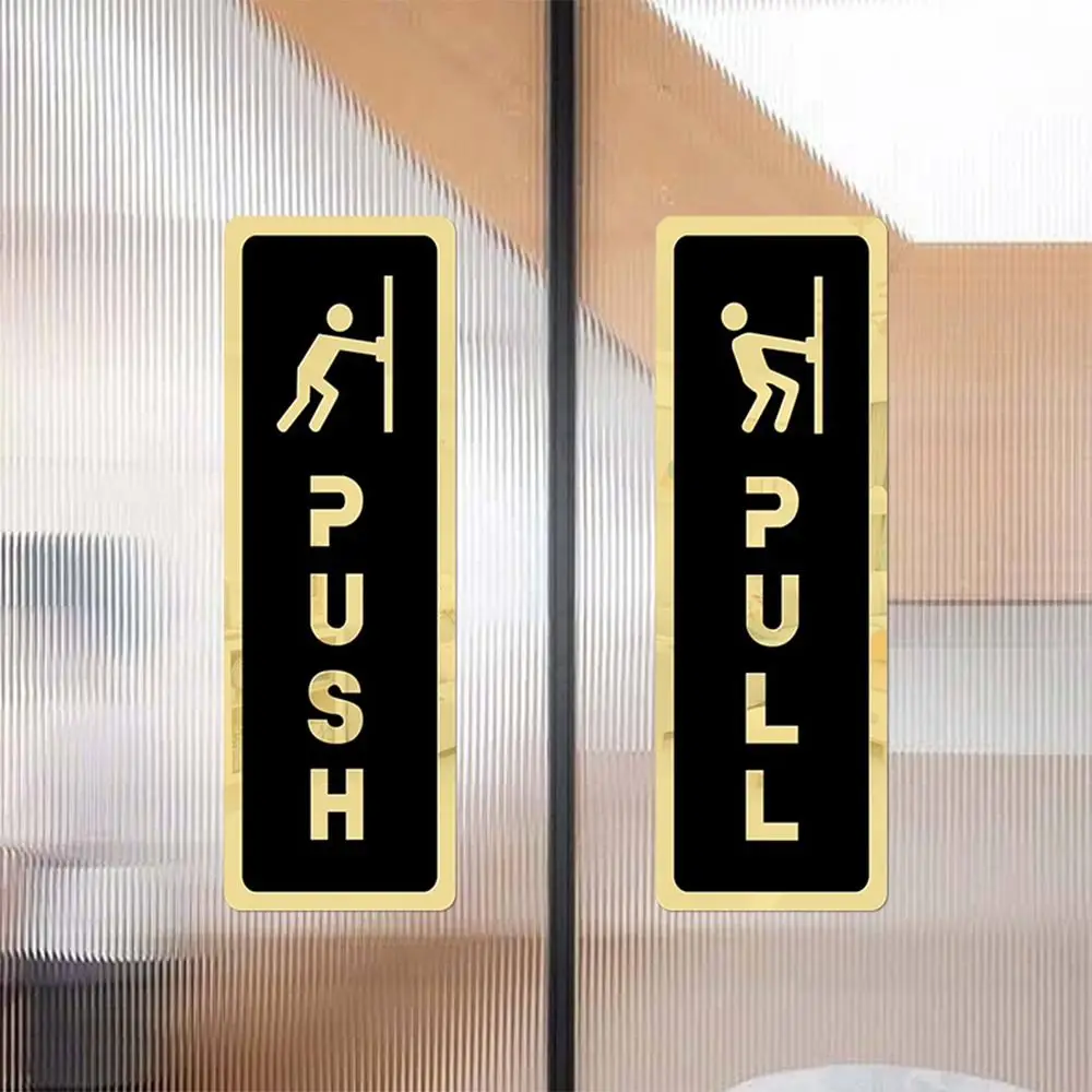 Acrylic Push Pull Sign Sticker Push & Pull Door Sign Window Door Sticker Self-adhesive Waterproof Indictor Sticker Shop Door