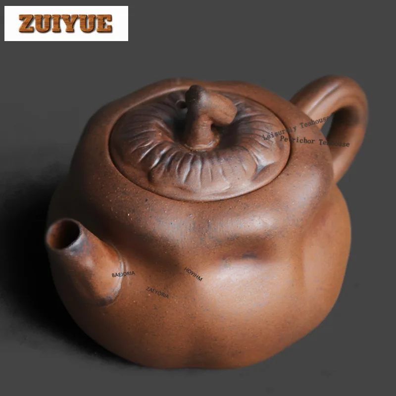 170ml Coarse Pottery Old Rock Clay Persimmon Teapot Handmade Tea Infuser Pot Tea Making Kettle With Ball Hole Collection Craft