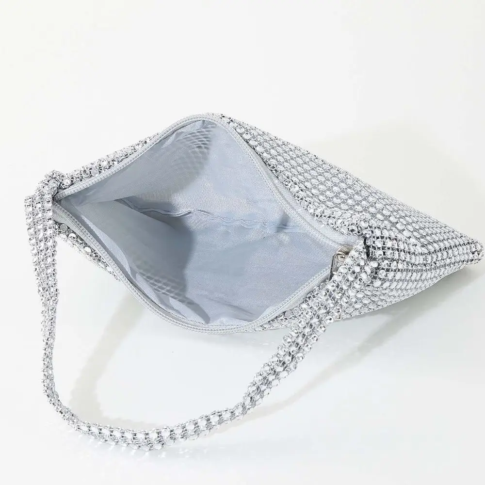 Portable Shiny Evening Banquet Bag Mini Underarm Bag Glitter Shoulder Bag Small Purse Temperament Rhinestone Hand Bag Party