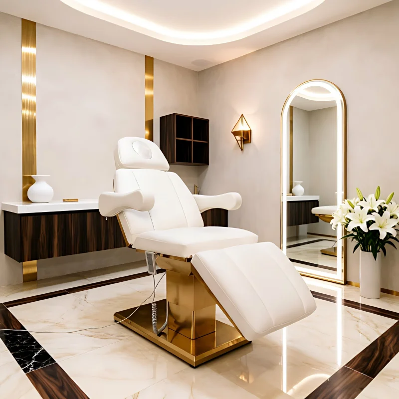 Durable Adjustable Salon Shampoo And Facial Massage Bed With Comfort Headrest For MedSpa Beauty Treatment Rooms