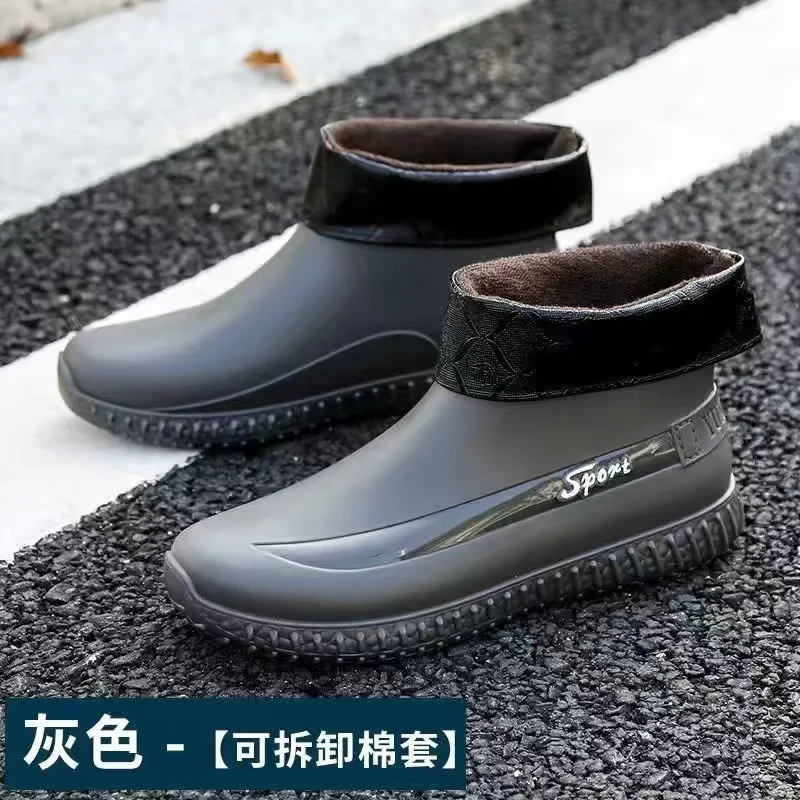 Men Rain Shoes Plus Velvet Keep Warm Middle Barrel Comfortable Wear-Resistant Non-slip Fashion Wild Water Proof Winter Main Push