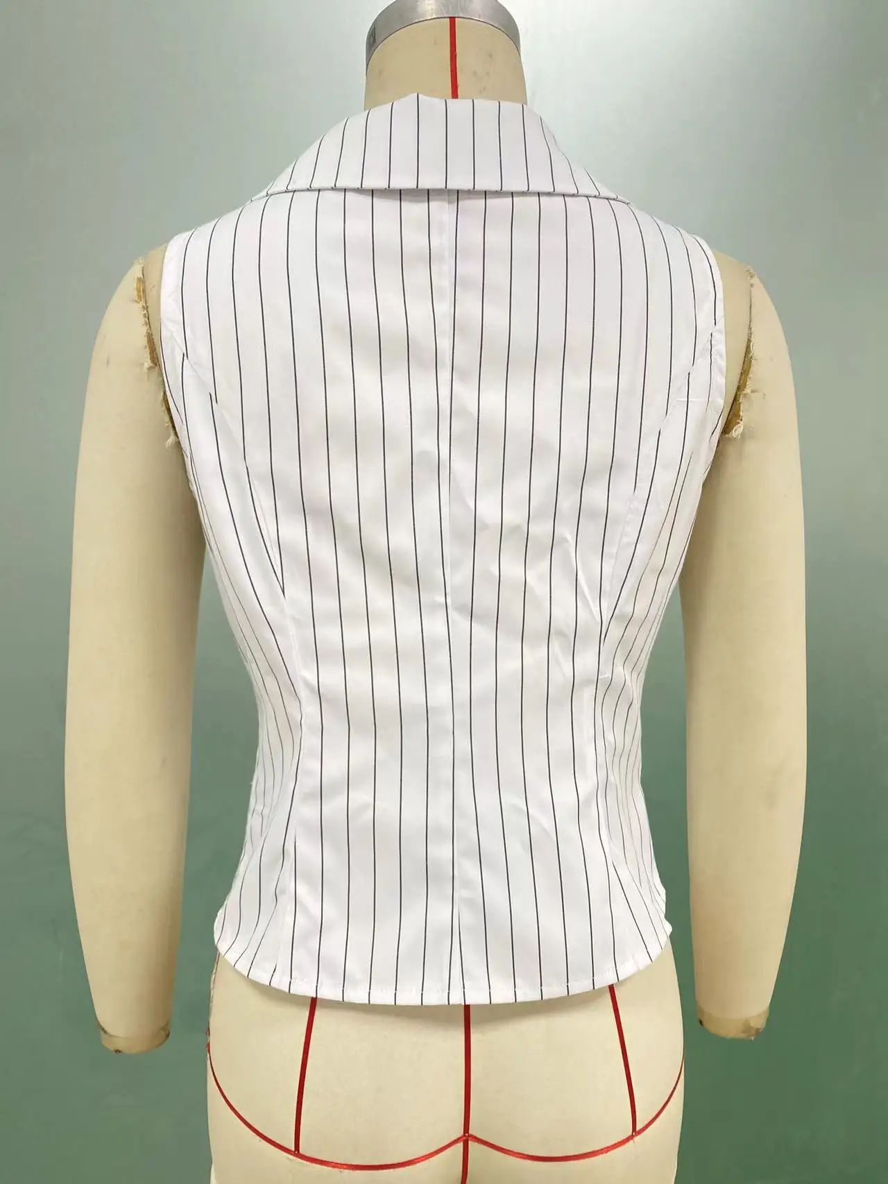 2025, neues Damen-gestreiftes Hemd, ärmellos, schmal, Knopfleiste, Strickjacke, Top, Weste, Mode, Pendler, Büro, Tank