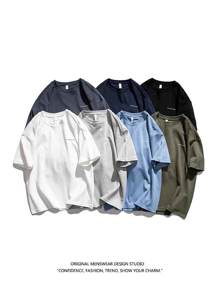 

Мужская футболка American Sle Heavyweight с коротким рукавом, модная, брендовая, летняя, свободного кроя, белая, из чистого хлопка, в японском стиле, простая.