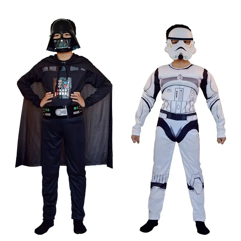 

Kids Black Warrior Cosplay Costume Storm Trooper Darth Vader Anakin Skywalker Girl Wars Rey Party Costume Clothing Cape Mask