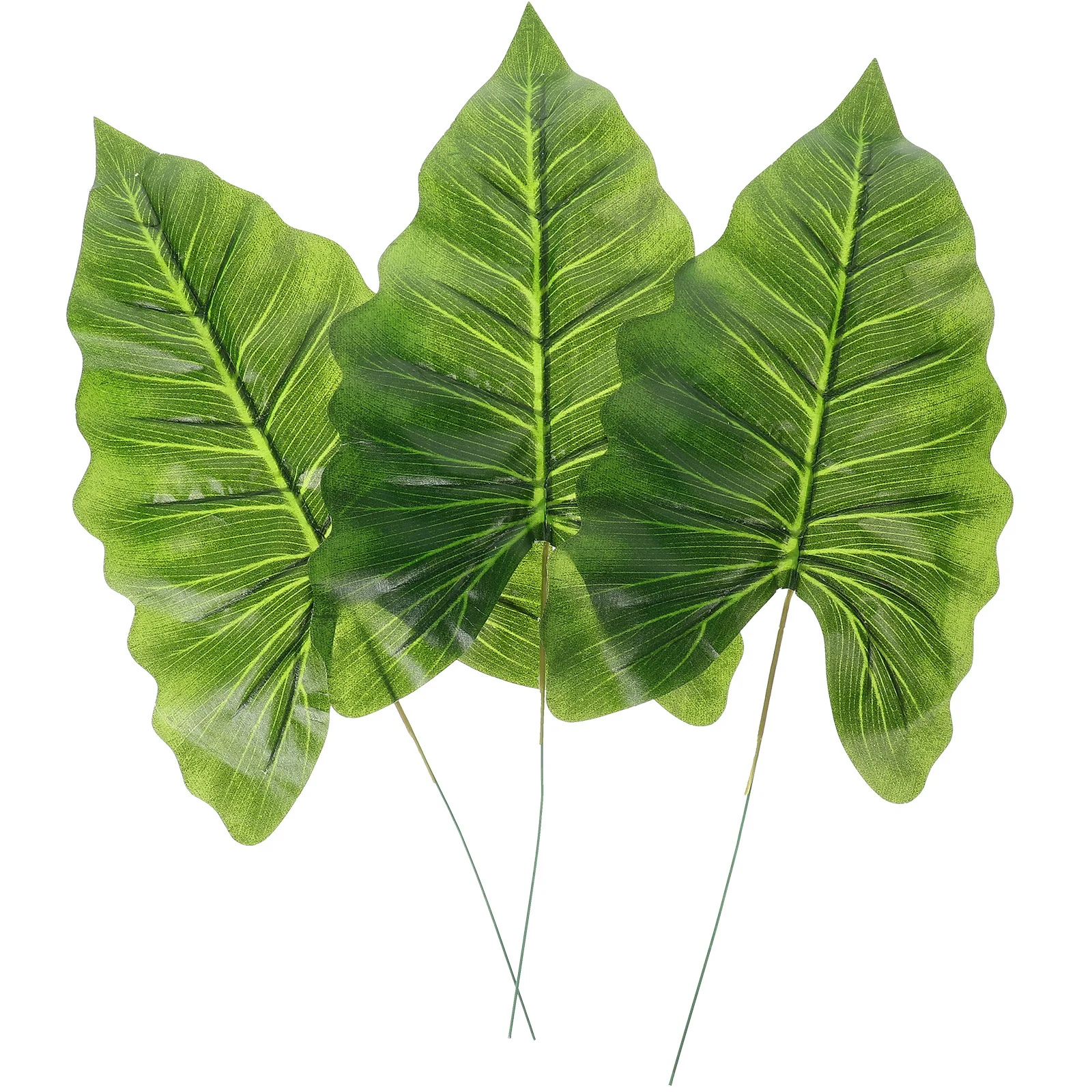 

3pcs Artificial Leaves With Stem For Diy Home Decor Wedding Party Artificial Tropical Leaf With Stem Decoration Faux Green Leaf