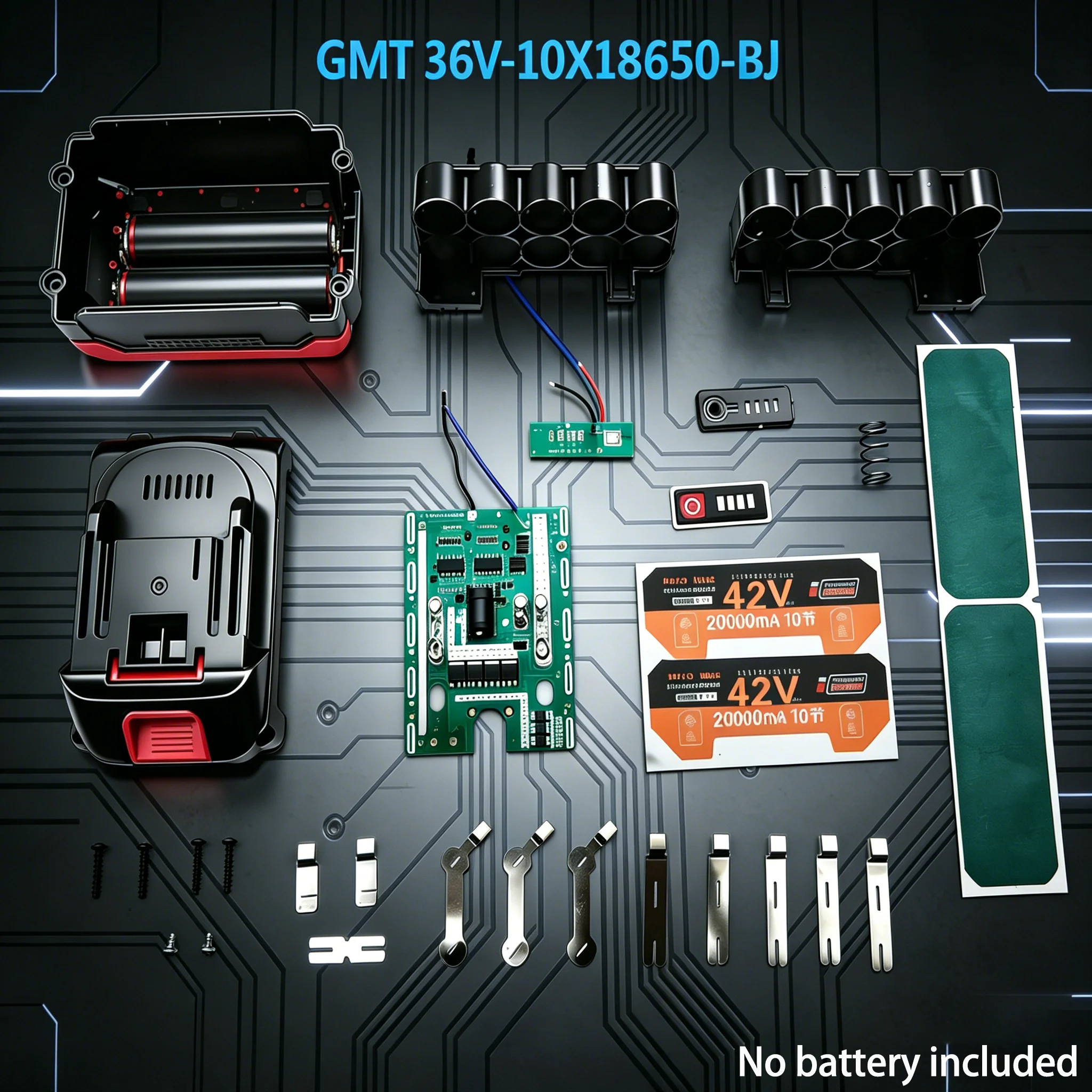 

10x18650 36V 42V DC Charging Port Lithium Battery Case Box for Lomvum Zhipu Jingmi No Original for Makita 36V 42V Li-ion Battery