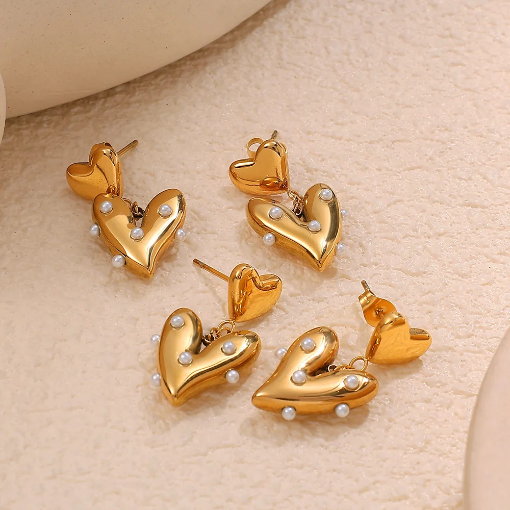 

Classic Stainless Steel Heart Earrings Women Punk Hip Hop Gold And Silver Women'S Earrings Jewelry Gift