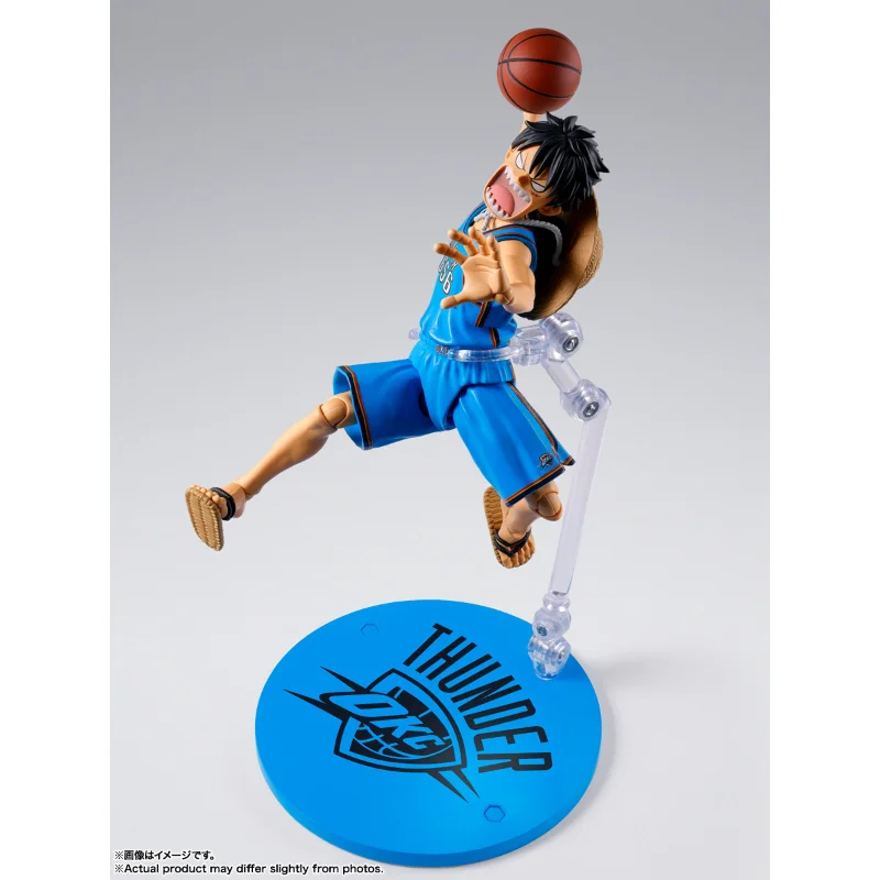 Articulated Action Figure Bandai S.H.Figuarts One Piece X NBA Monkey D. Luffy Oklahoma City Thunder Ver Model Collection Gift view 3