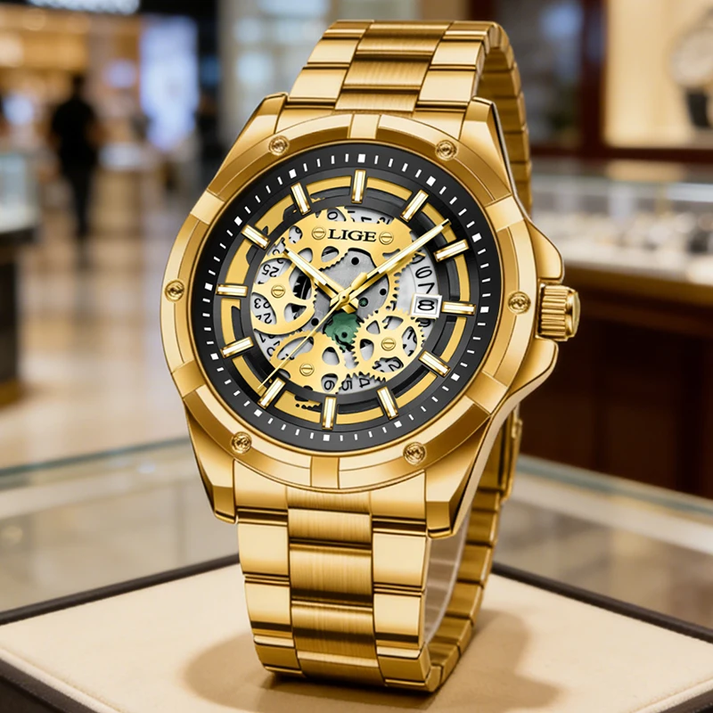 2026 LIGE Original Luxury Mens Watch Casual Fashion Quartz Wristwatch Waterproof Luminous Stainless Steel Watches Men Gift Reloj