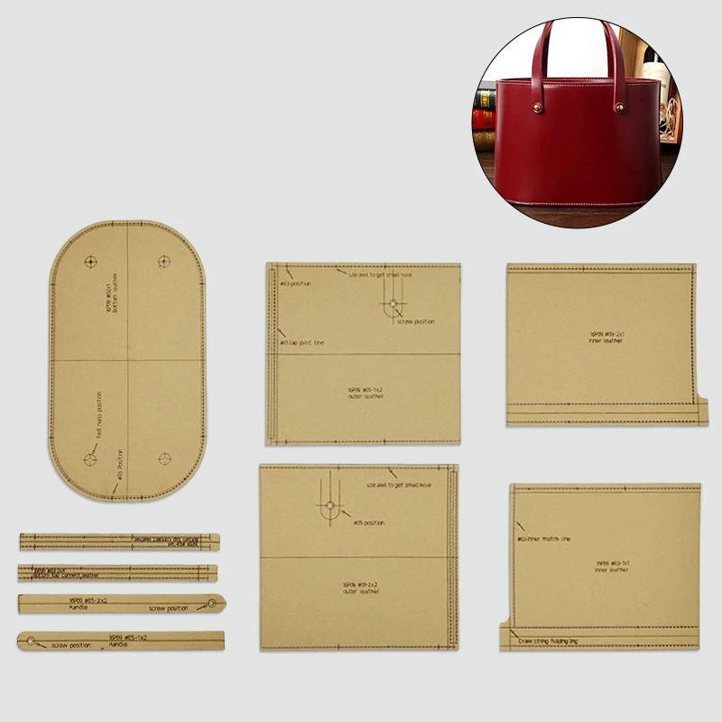 YOMDID 9PCS Handbag Organizer Bag Making Kraft Paper Template Handmade Leather Mold DIY Bag Stencil Leathercraft Accessories
