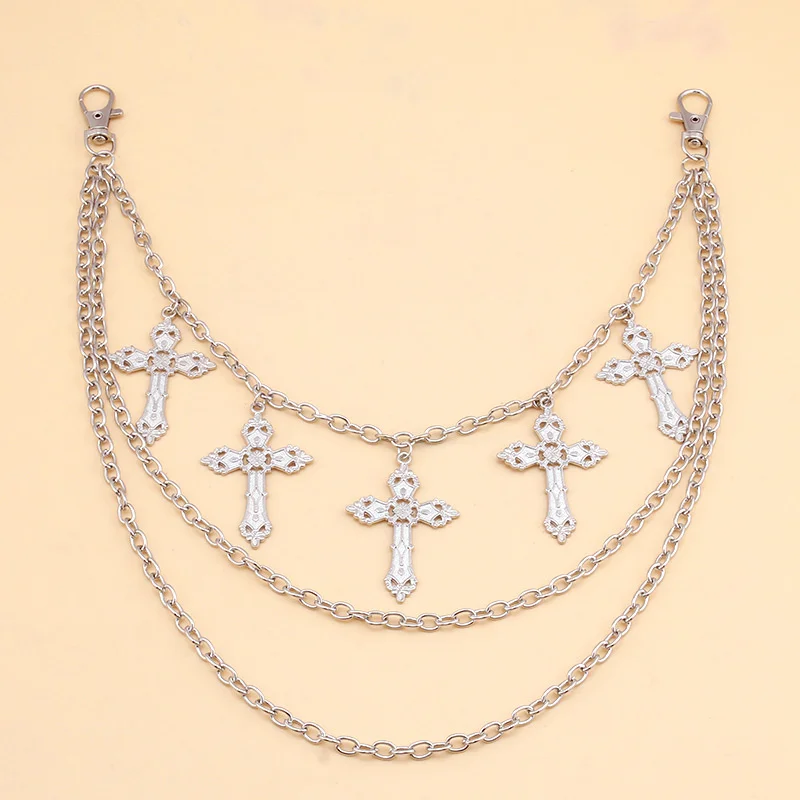 Jewelry multi-layer cross pendant waist chain pants metal accessories sweet cool spicy girl