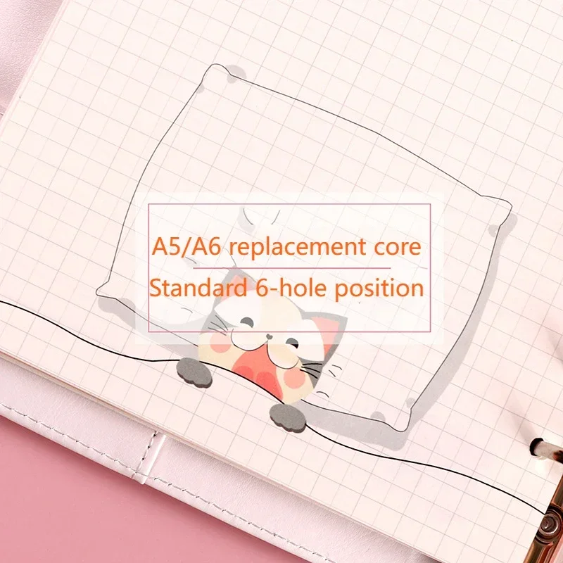80 Sheets A5/A6 Paper Refill 6 Holes Diary Paper Cartoon Notebook for Core Cute Inner-page Notebook Replacement A5 Paper Refill