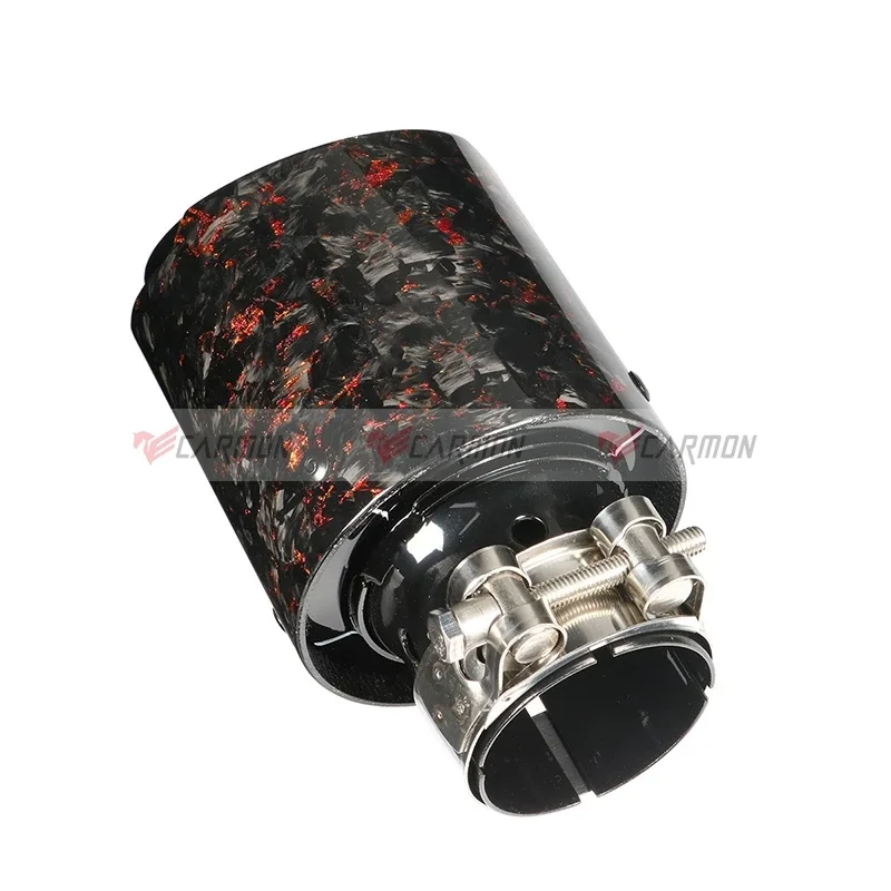 Forged Carbon Fibre Car Exhaust Tip Black Coated Stainless Steel Muffler Tip Tail Pipe With Ak Logo