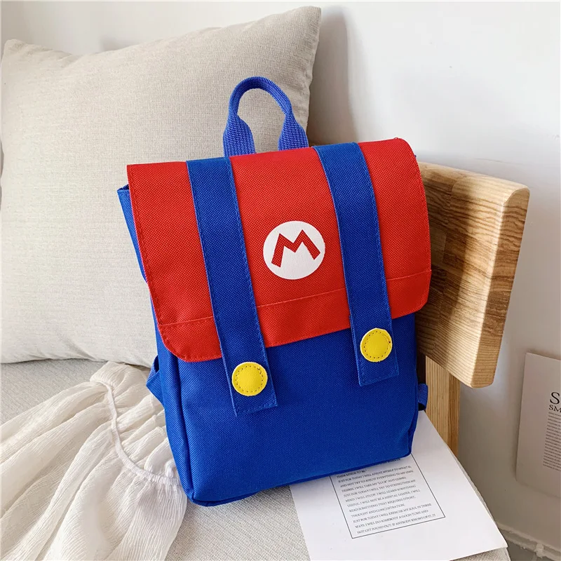 Anime Super Luigi Brothers Backpack Red Green Letter Printed Cartoon Boys and Girls Children's  Schoolbag Backpack image 4