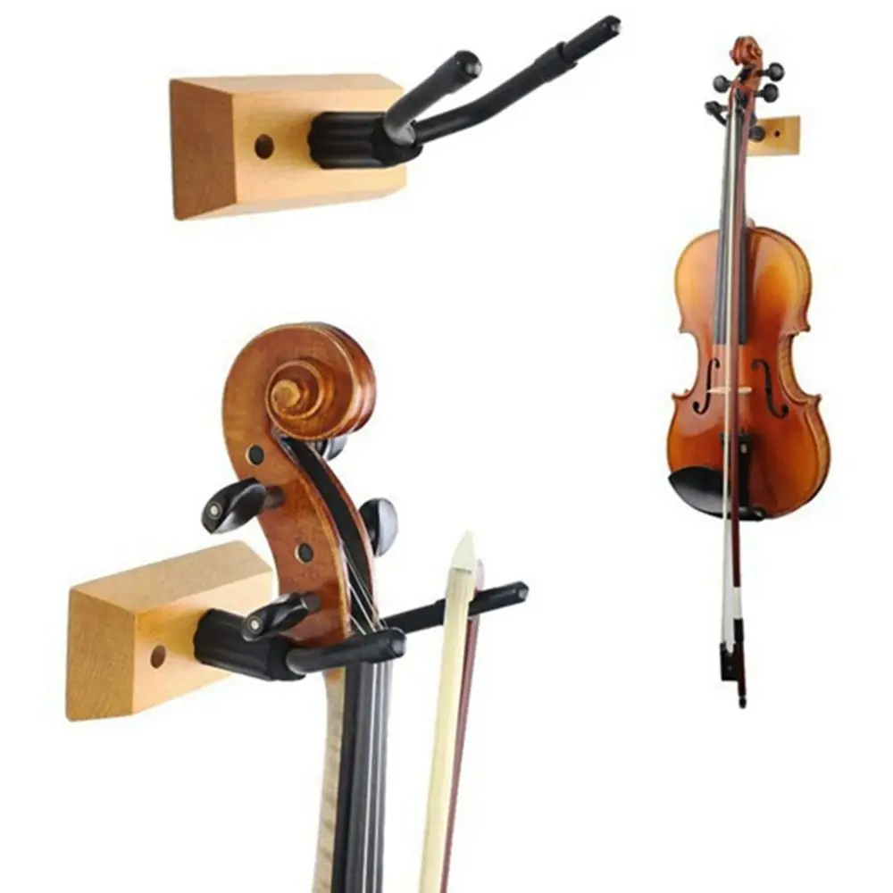 

Universal Wood Base Violin Erhu Hook Wall Mount Non-slip Violin/Viola Stand with Bow Hook Violin Viola Hanger Violin/Viola