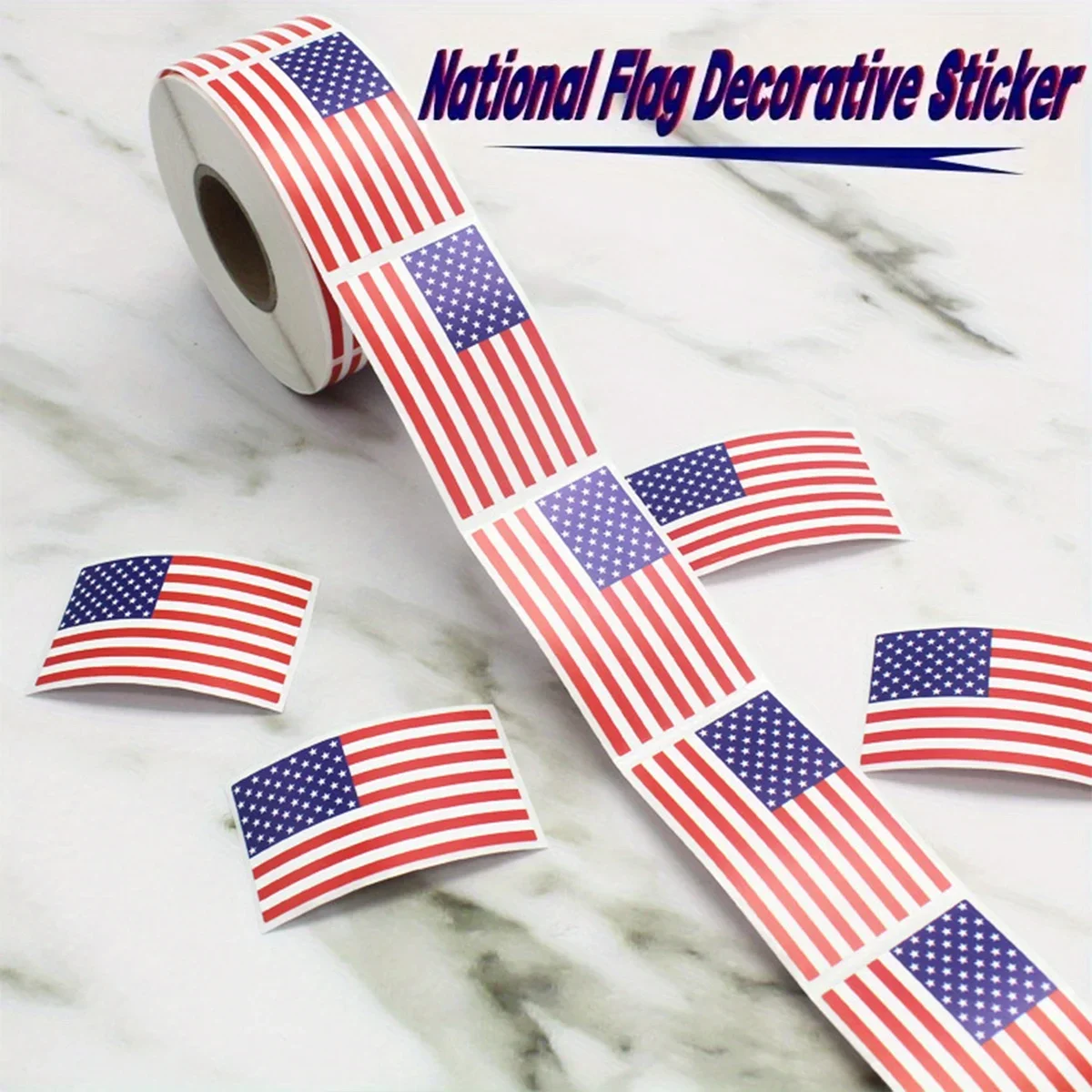 250 Pcs/roll of American Flag Stickers for Party Celebrations Independence Day Patriotic Flag Decorative Stickers Supplies