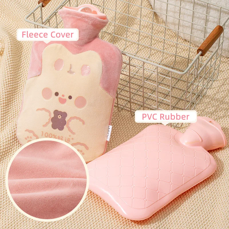 500ml Hot Water Bag Girls Cartoon Plush Hot Water Bottle Hand Warmer Kawaii Reusable Water Bag Home Dormitory Outdoor Winter Gif