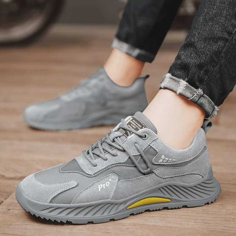 

Genuine Leather Comfortable Breathable Sports Shoes For Men Leisure Mesh Top Layer Outdoor Running Shoes New Ins Trendy Travel