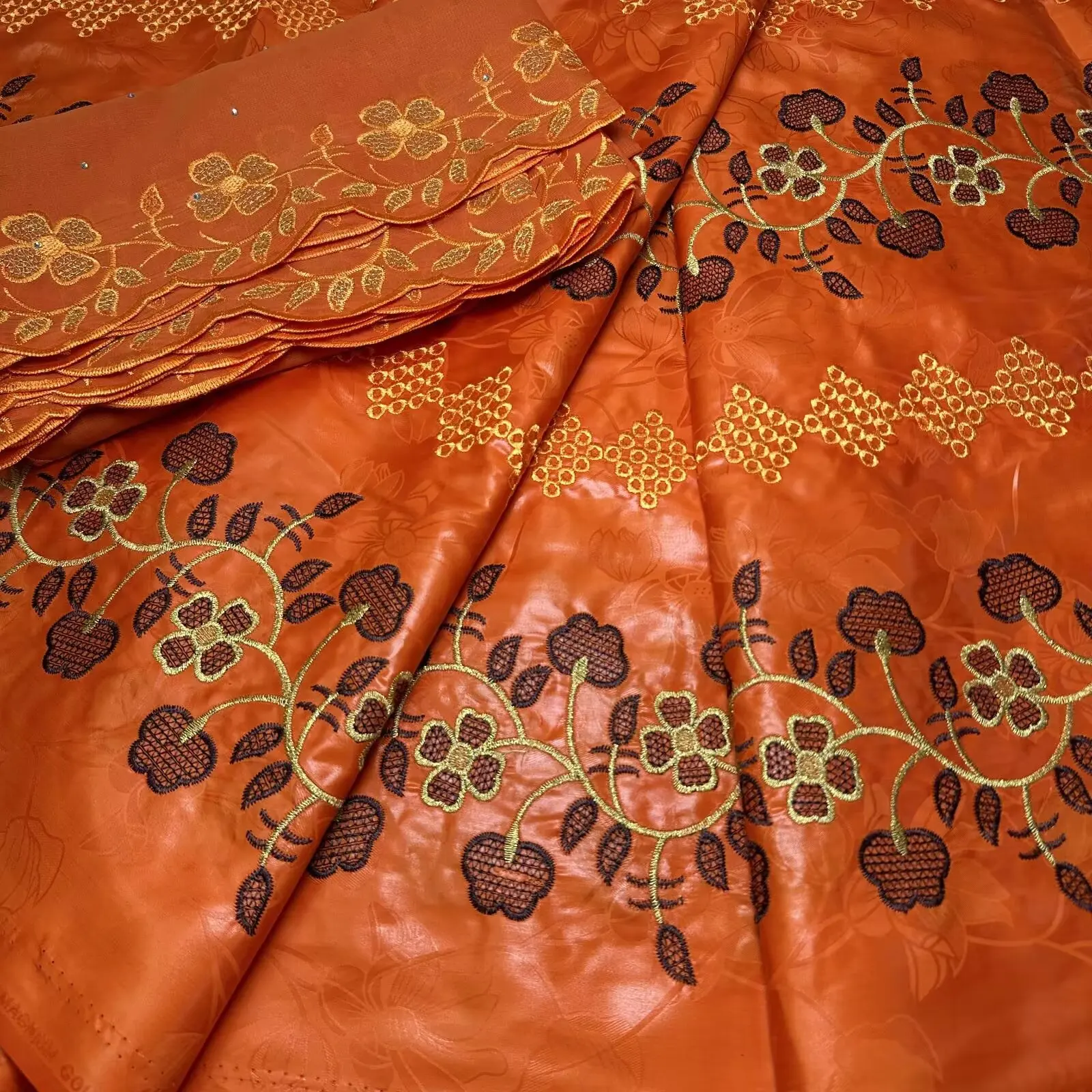 7yards Embroidery African Bazin Riche Fabric 2025 High Quality Nigerian Bazin Brode Net Lace Fabric For Wedding Dress Dubai