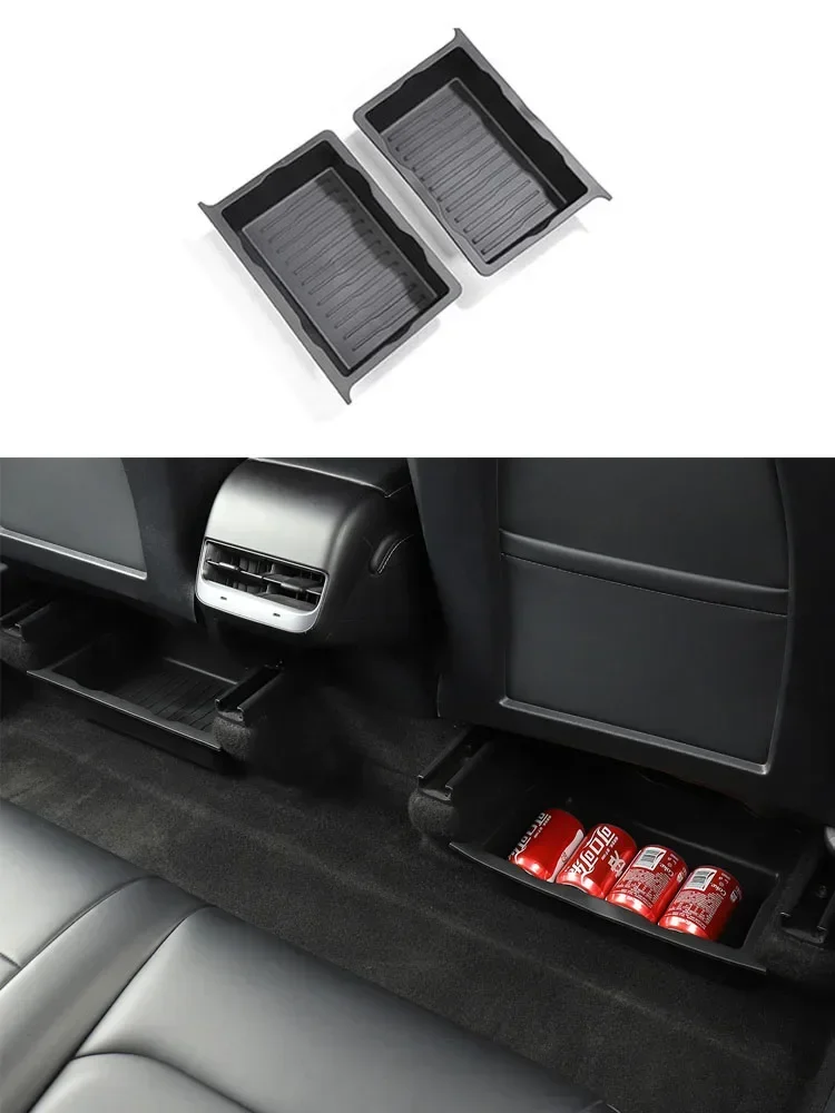 Schowek pod siedzeniem dla Tesla Model Y Szuflada na siedzenia TPE Ukryta taca do przechowywania Push Pull Organizer samochodowy Akcesoria do wnętrza samochodu — zdjęcie 2