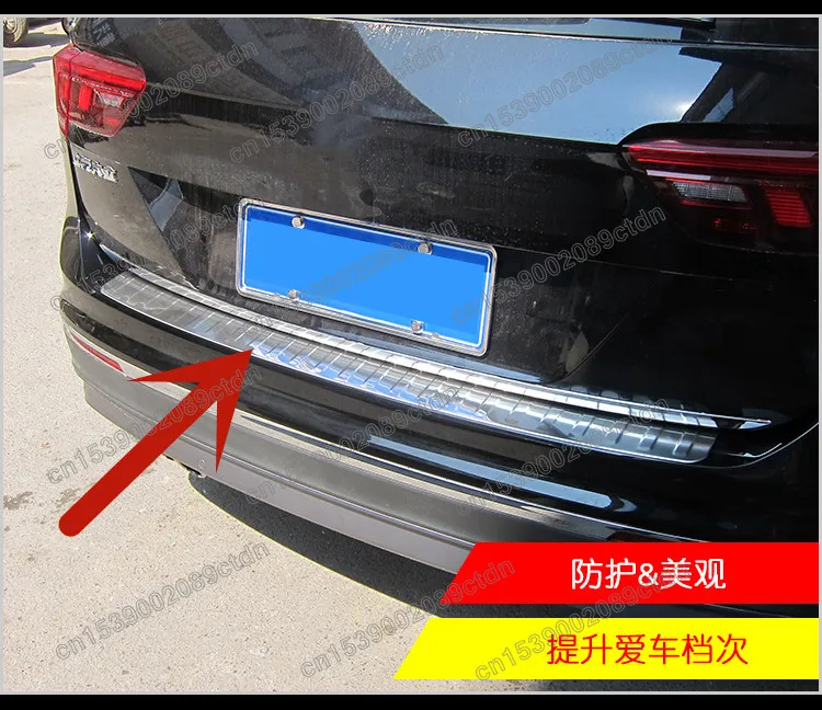 

Stainless Steel Rear Bumper Protector Sill Trunk Tread Plate Trim For VW Volkswagen Tiguan mk2 2017 2018 2019 2020 2021 styling